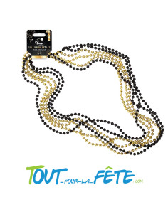 Lot de 6 colliers de perles noires et dorés ( accessoire Charleston )