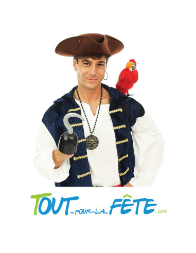 Crochet de capitaine pirate / corsaire avec poignée noir et gris en plastique