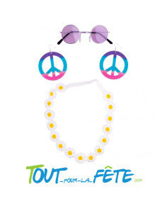 Set hippie pour femme ( bandeau elastique - lunettes - boucles d'oreilles )