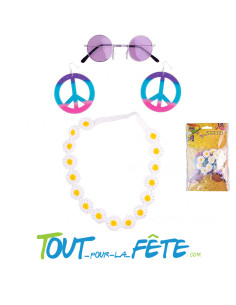 Set hippie pour femme ( bandeau elastique - lunettes - boucles d'oreilles ) 2