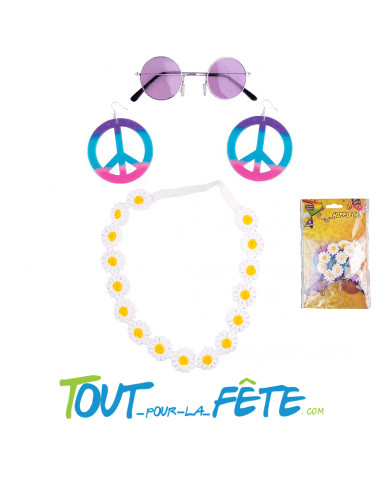 Set hippie pour femme ( bandeau elastique - lunettes - boucles d'oreilles )