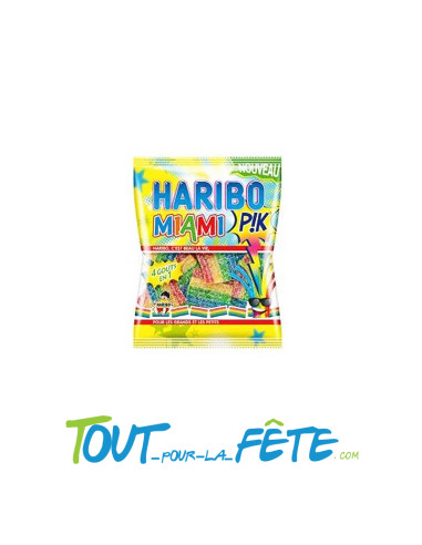 Mini sachet Haribo miami pik 40g pétille dans la bouche 4 Goûts acidulés