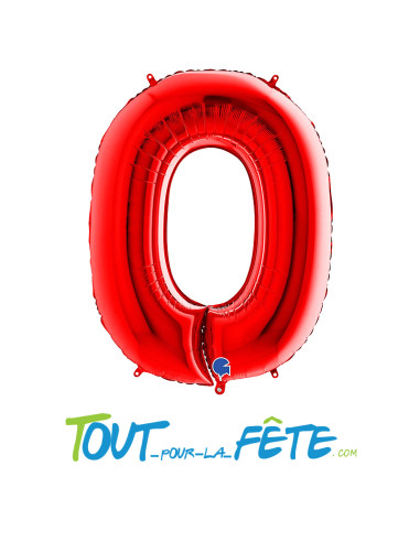 Ballon chiffre aluminium 66 cm rouge Air / Hélium