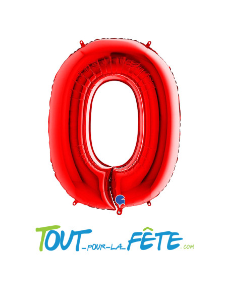 Ballon chiffre aluminium 66 cm rouge Air / Hélium