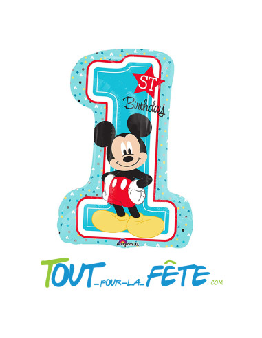 Ballon aluminium chiffre 1 Mickey Mouse© 48x71 cm