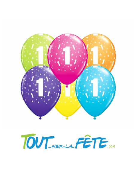 8 Ballons en latex à l'age multicolore 30 cm air ou hélium