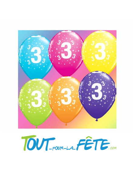 8 Ballons en latex à l'age multicolore 30 cm air ou hélium