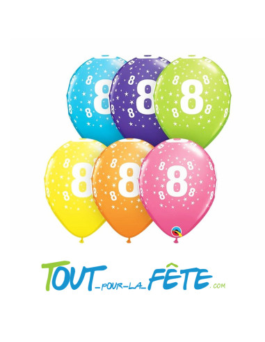 8 Ballons en latex à l'age multicolore 30 cm...