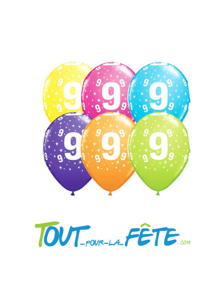 8 Ballons en latex à l'age multicolore 30 cm air ou hélium
