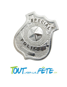 Badge / insigne de policier ou police argent  avec épingle a nourrice