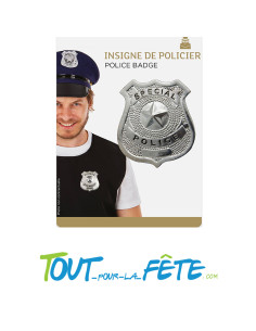 Badge / insigne de policier ou police argent  avec épingle a nourrice 2