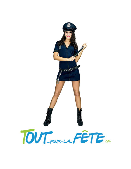 Déguisement de policier / policière femme adulte casquette, ceinture, robe