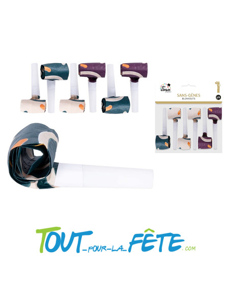 Lot de 6 sifflets sans-gênes "langue de belle mère" multicolores ( cotillon )