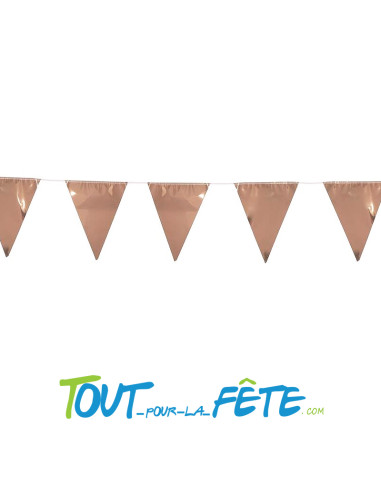 Guirlande fanion 20 fanions rose gold métallisé 3.60 m