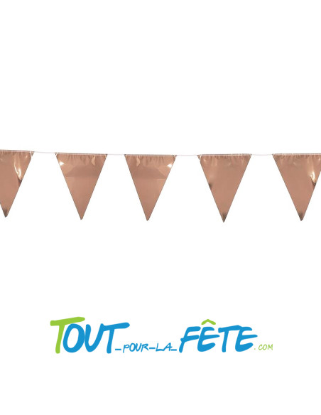 Guirlande fanion 20 fanions rose gold métallisé 3.60 m
