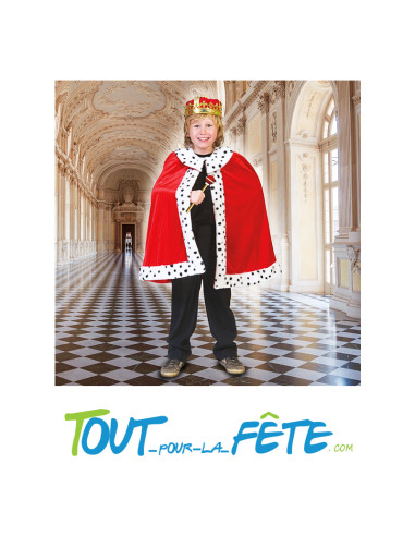 Cape de roi taille enfant rouge et blanche