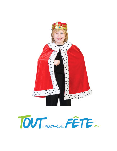 Cape de roi taille enfant rouge et blanche