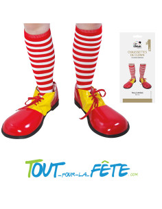 Paire de chaussettes de clown rayés rouges et blanches pour adulte 2