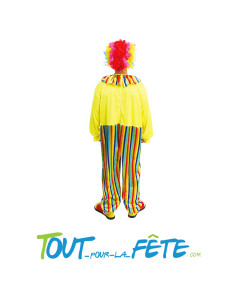 Déguisement de clown multicolore pour adulte ( combinaison rayé avec collerette assortie ) 2