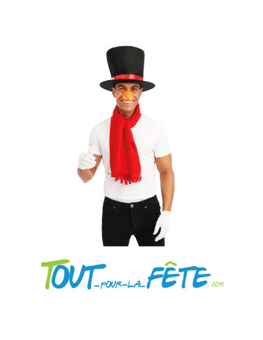 Set bonhomme de neige pour adulte taille unique ( chapeau - echarpe - gants - nez carotte )