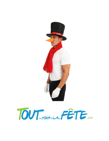 Set bonhomme de neige pour adulte taille unique ( chapeau - echarpe - gants - nez carotte )