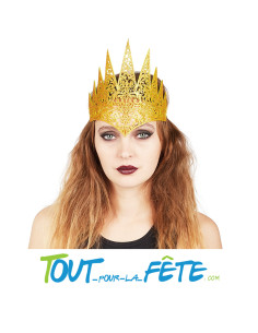 Couronne reine maléfique or pailletée en feutrine avec elastique pour femme taille unique 2