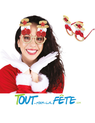 Lunettes de noel en feutrine "bonhommes de neige" taille adulte ( accessoire de déguisement )
