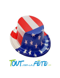 Chapeau haut de forme en PVC USA / américain bleu, rouge, blanc adulte 2