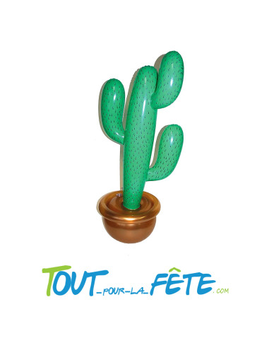 Cactus gonflable vert, marron 90 cm thème mexique, far west, cowboy