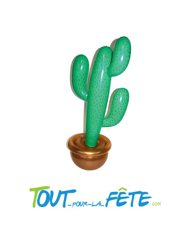 Cactus gonflable vert, marron 90 cm thème mexique, far west, cowboy