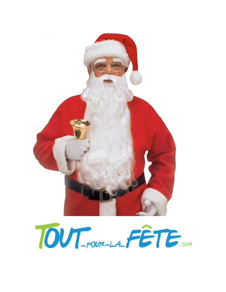 Barbe blanche longue de Père-Noel avec moustache et sourcils luxe ( accessoires de déguisement )