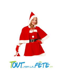 paire de gants Père Noël ou mère Noel rouge avec bordure peluche blanche 2