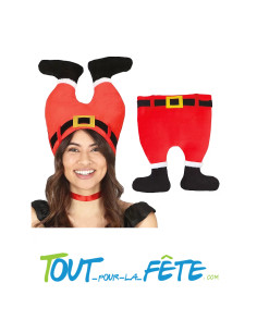 Bonnet de noël pantalon de Père Noël rouge, blanc et noir taille adulte