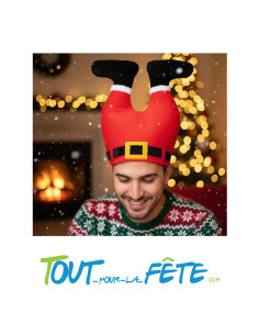 Bonnet de noël pantalon de Père Noël rouge, blanc et noir taille adulte 2