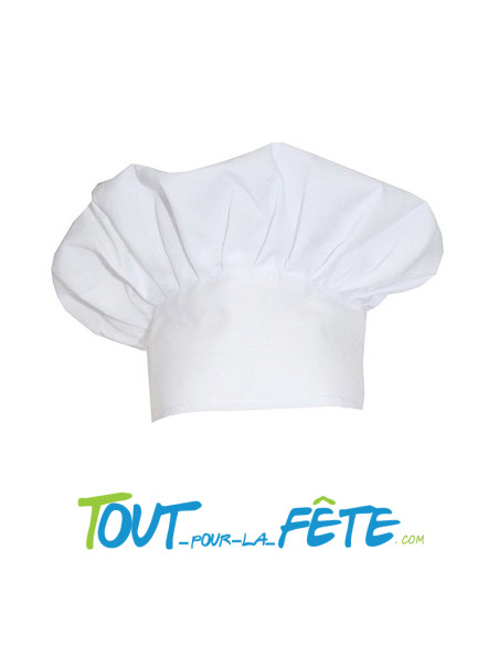 Toque de chef cuisinier blanche élastique taille unique 100% polyester