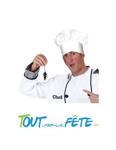 Toque de chef cuisinier blanche élastique taille unique 100% polyester 2