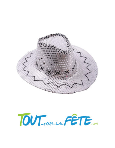 Chapeau de cowboy à sequins / paillettes taille unique pour adulte ( rose - or - argent )