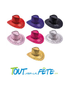 Chapeau de cowboy à sequins / paillettes taille unique pour adulte ( rose - or - argent )