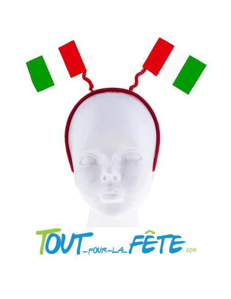 Serre tête drapeau tricolore Italie avec ressort taille unique ( accessoire déguisement )