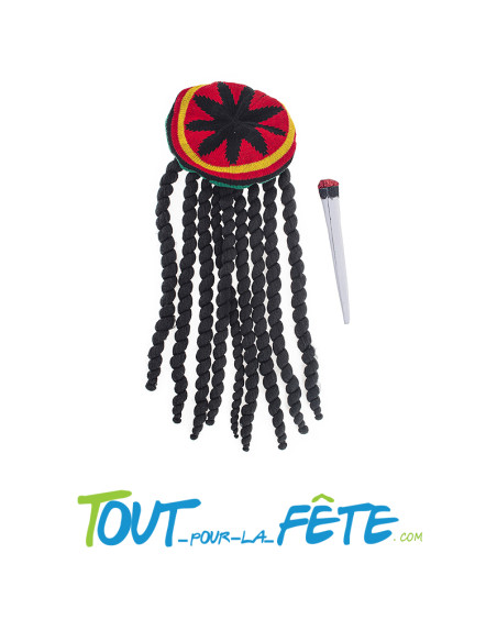 Set accessoires rasta chapeau avec dreadlocks multicolore et joint géant