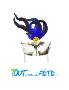 masque / loup argenté avec plume noir et violet / or avec plume noir et orange 2