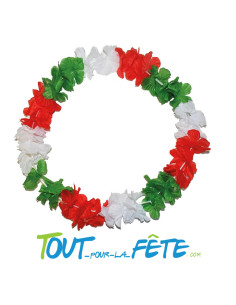 Collier de fleur Hawaïen / Tahiti rouge blanc vert Italie 2