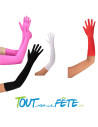 Paire de gants long adulte 60 cm rouge, blanc, fuchsia, noir tissu fin