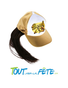 Casquette du beauf d'or avec cheveux pour adulte taille réglable