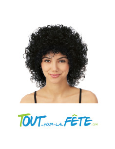 Perruque mi longue frisée brune - noire taille unique pour adulte femme