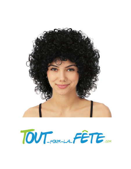 Perruque mi longue frisée brune - noire taille unique pour adulte femme
