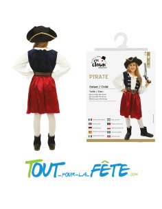 Déguisement de pirate - corsaire bleu et bordeaux taille enfant pour fille 2