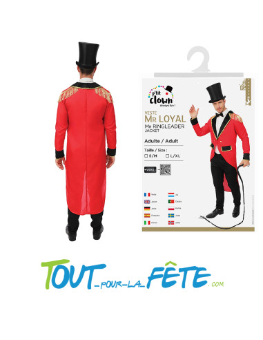 Veste Mr loyal - dompteur  de cirque taille adulte ( veste de déguisement )