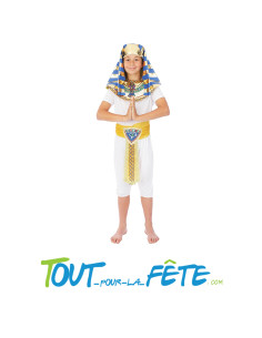 Déguisement d'egyptien - pharaon taille enfant ( combinaison - col - ceinture - coiffe )