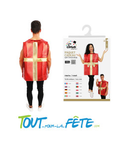 Déguisement paquet cadeau rouge avec noeud doré taille unique pour adulte 2